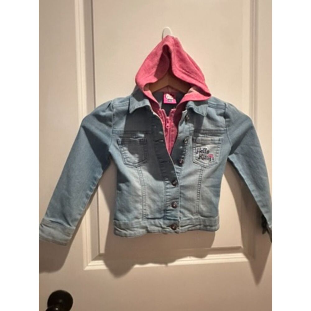 Hello Kitty Girl Hooded Jean Jacket Size 5